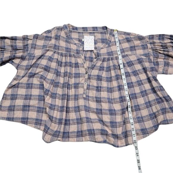 Free People Jessi Plaid Top In Grey Combo - Picture 9 of 9